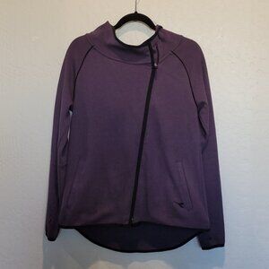 DIADORA  Zip-Up Hoodie Jacket Purple Black Trim Longer In Back Thumb Hole Medium
